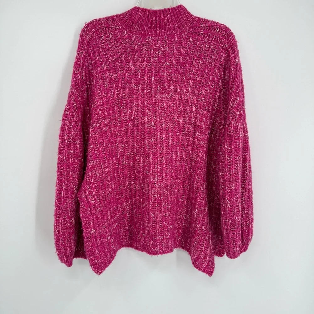 Anthropologie Pilcro Mock Neck Chunky Rib Knit Sweater Size M Pink Pullover